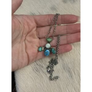 Native American Sterling Silver Sonoran Paloma Blue Ridge Turquoise Necklace 18”